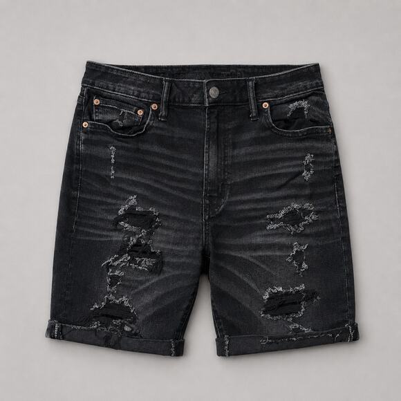 American Eagle Outfitters Other - Men’s American Eagle Outfitters Airfit Black Distressed Shorts Size 33